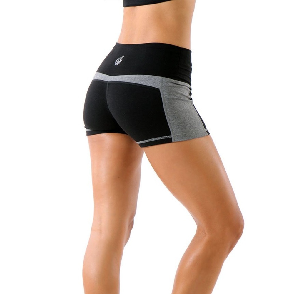 Green Apple black organic cotton bamboo shorts